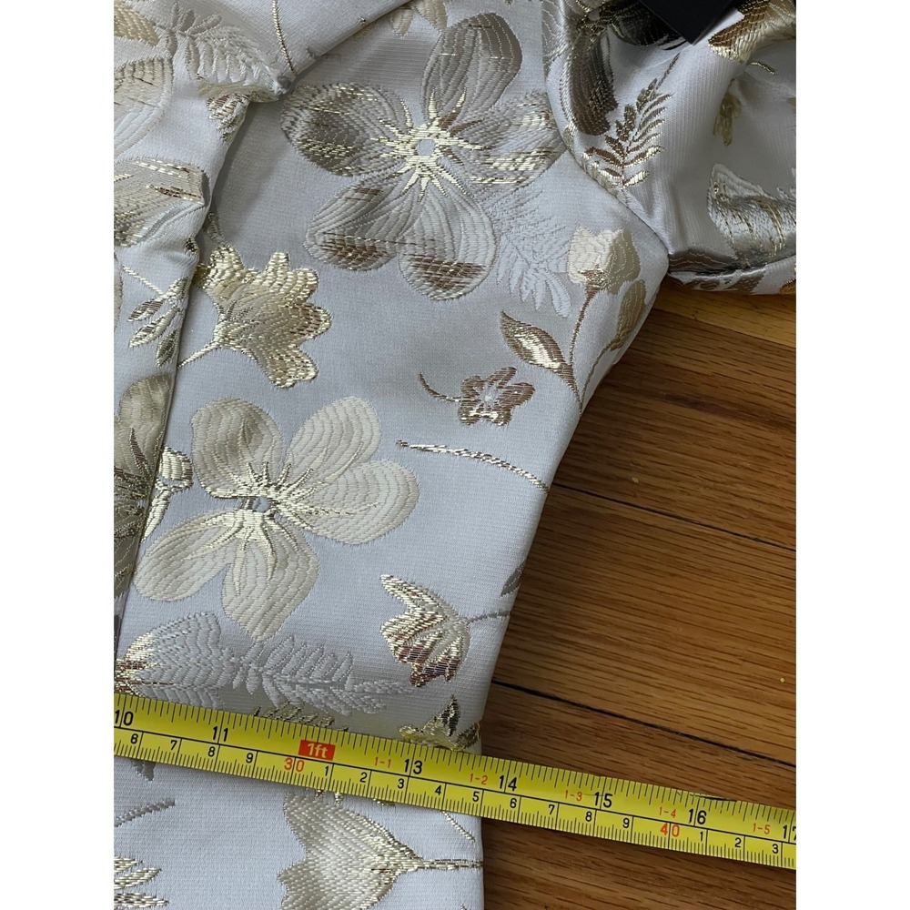MAC DUGGAL Floral Brocade Puff Sleeve Mini Dress Size 4 Gold NEW 49621 Party - Picture 11 of 13